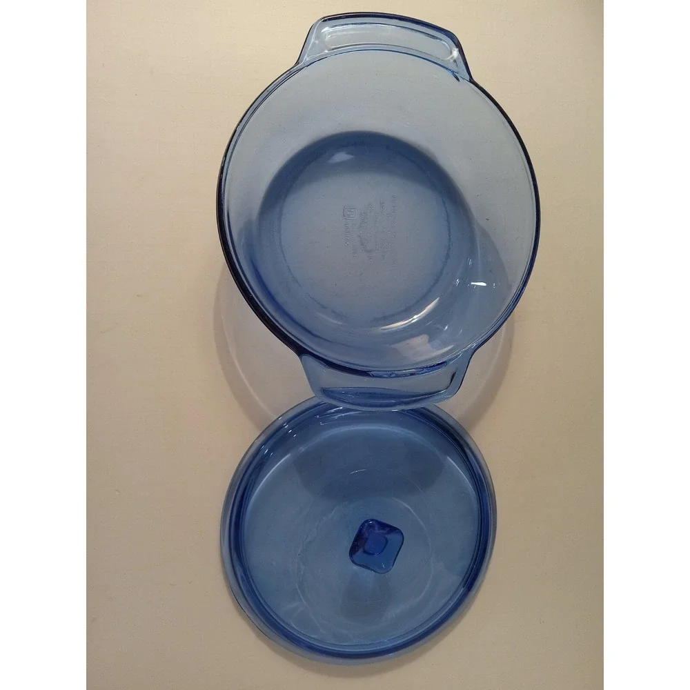 Anchor Hocking Cobalt Blue Glass Casserole Dish with Lid 1.5 QT Vintage MCM